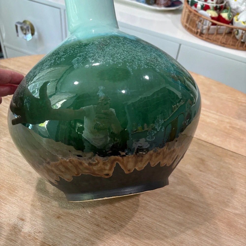 West Elm Reactive Glaze Ocean Ceramic Vase, SKU 5395285, Large Round, 14